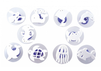 10 Stempel im Set (Wassertiere) im Koffer 10 Stempel im Set (Wassertiere) im Koffer