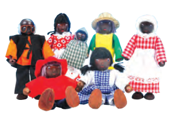 7 Bigepuppen Farbige Familie im Set