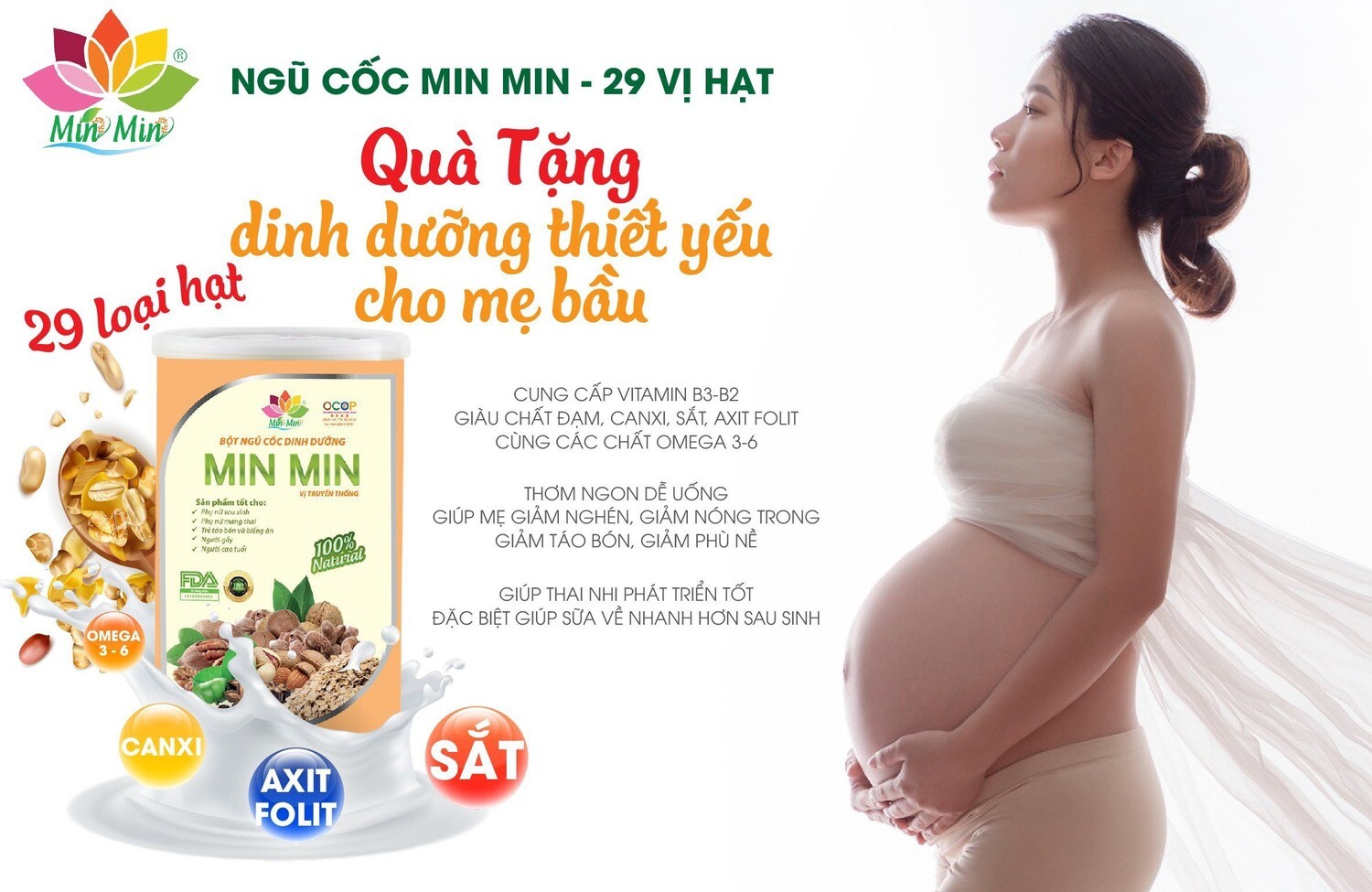 Ngũ cốc min min mẹ bầu 500g/1 hộp