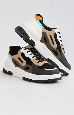 Men&#39;s Lightweight Casual Sneakers - Black-Taupe Multi