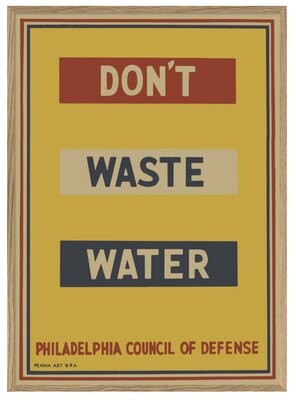 Vintage Poster Don't waste water 30x40cm