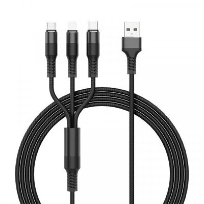 Cable USB de Sincronización y Carga, de Nailon 3 en 1 (2,4A), 1M