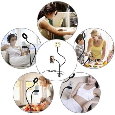 Soporte Flexible con Luz para Celular, + Clip de sujeción