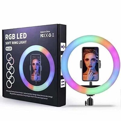 ARO DE LUZ RGB 25CM MJ26 CON TRIPODE
