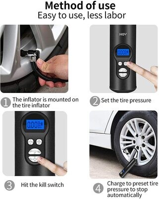 Inflador Compresor de Aire Portátil Digital 12V