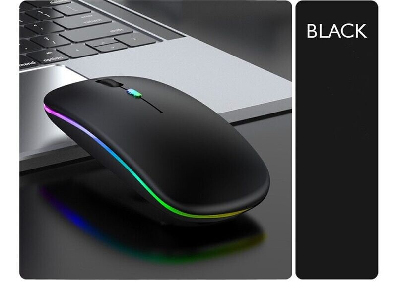 Ratón Inalámbrico Bluetooth + 2.4GHZ, Recargable Negro