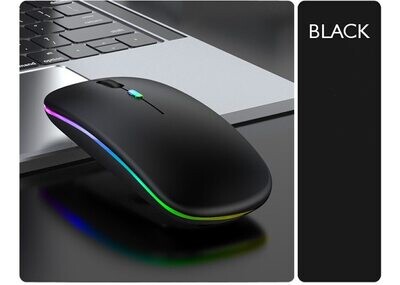 Ratón Inalámbrico Bluetooth + 2.4GHZ, Recargable Negro