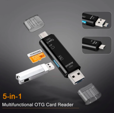Adaptador OTG 5 en 1, iOS, Android, Windows, Mac