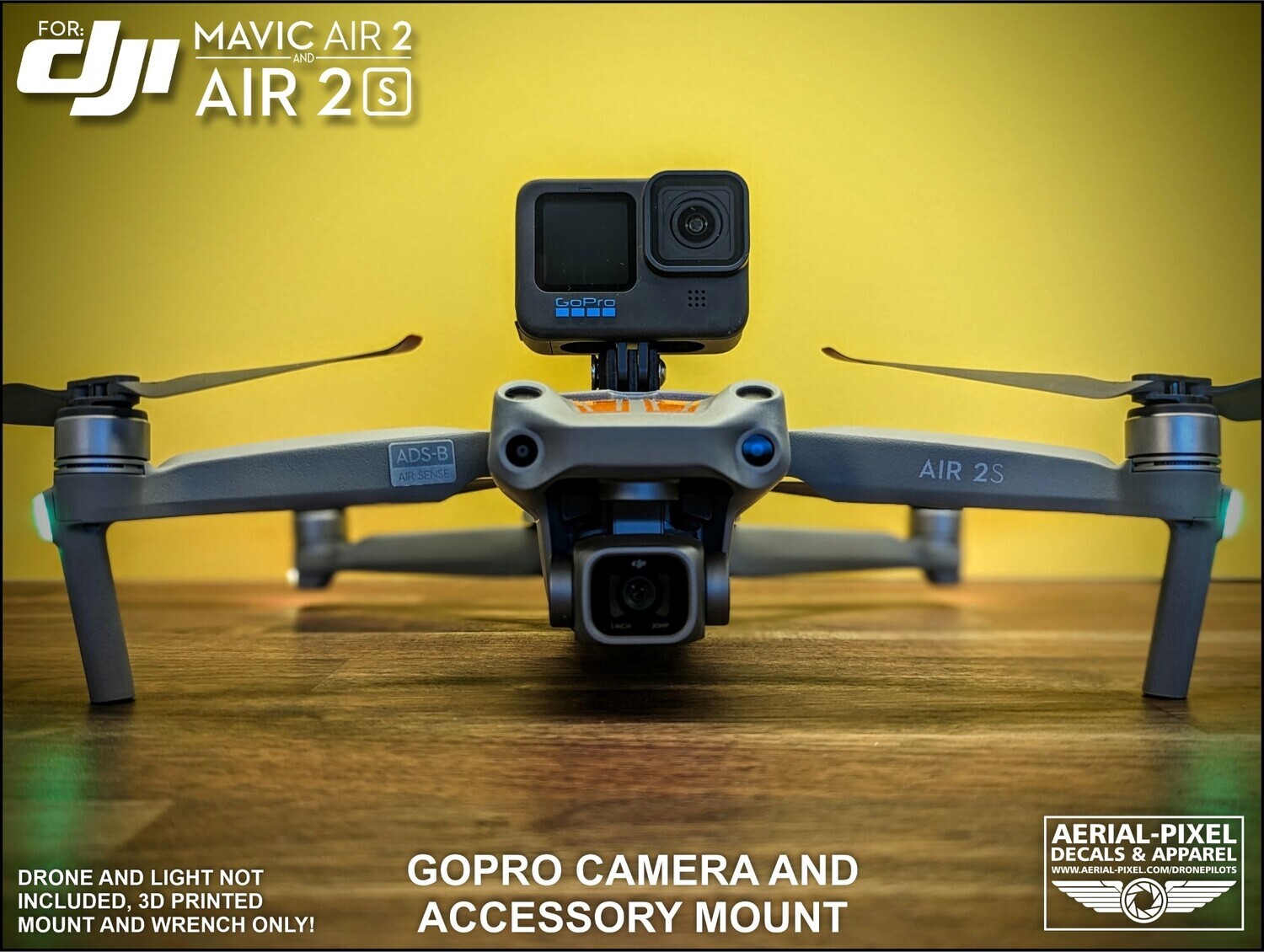 DJI Mavic Air 2 and Air 2S Toolless GoPro Action Camera and Accessory Mount