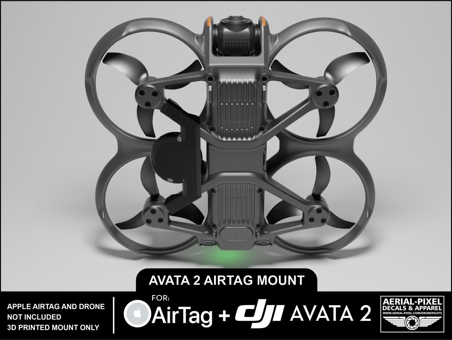 DJI Avata 2 Apple AirTag Mount - 3D Printed Polycarbonate