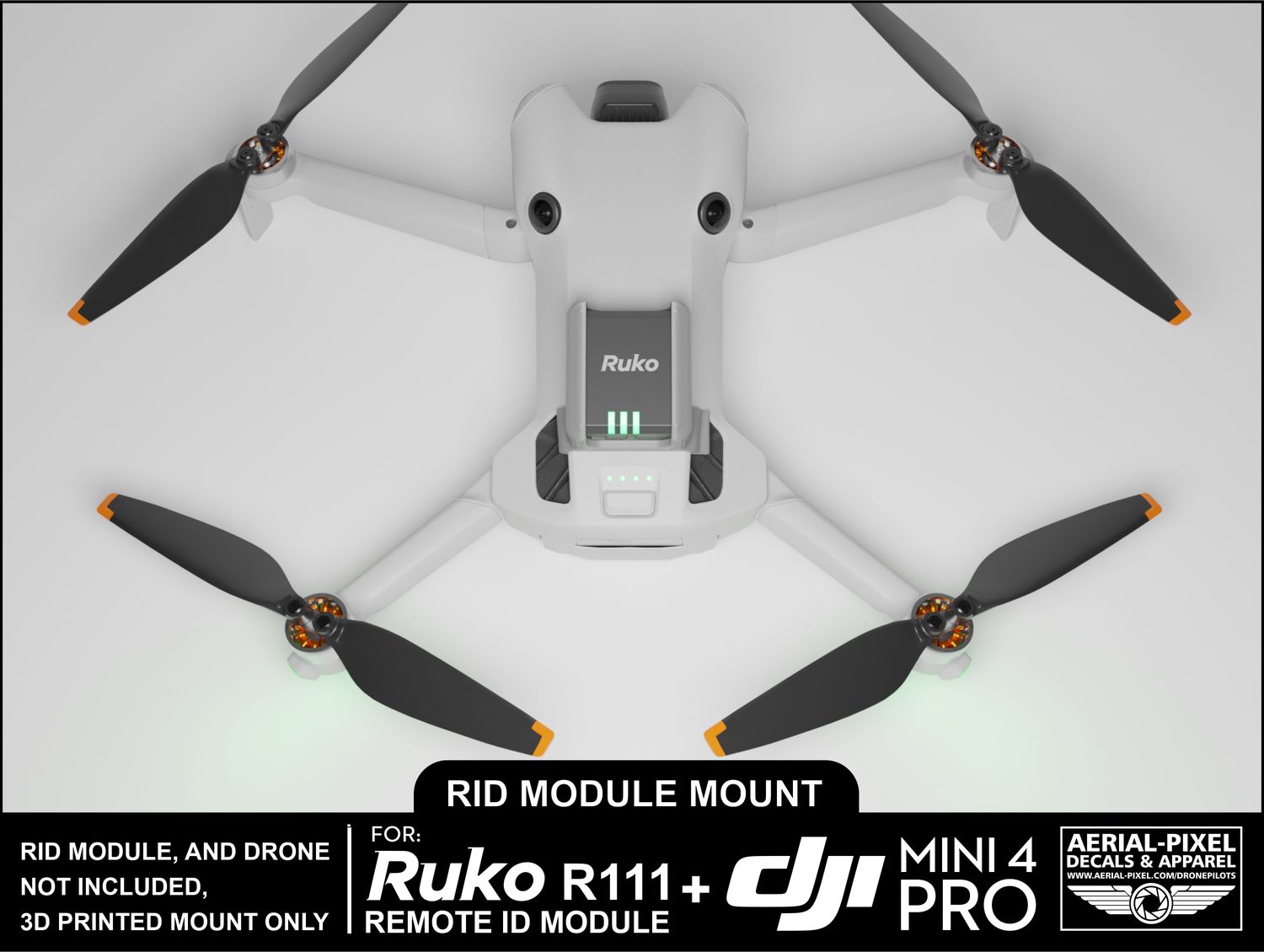 DJI Mini 4 Pro Ruko R111 Remote ID Module Mount (RID Module Not