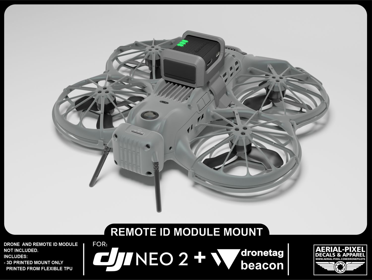 DJI Neo 2 Remote ID Mount for Holy Stone, Ruko, Potensic, DroneTag