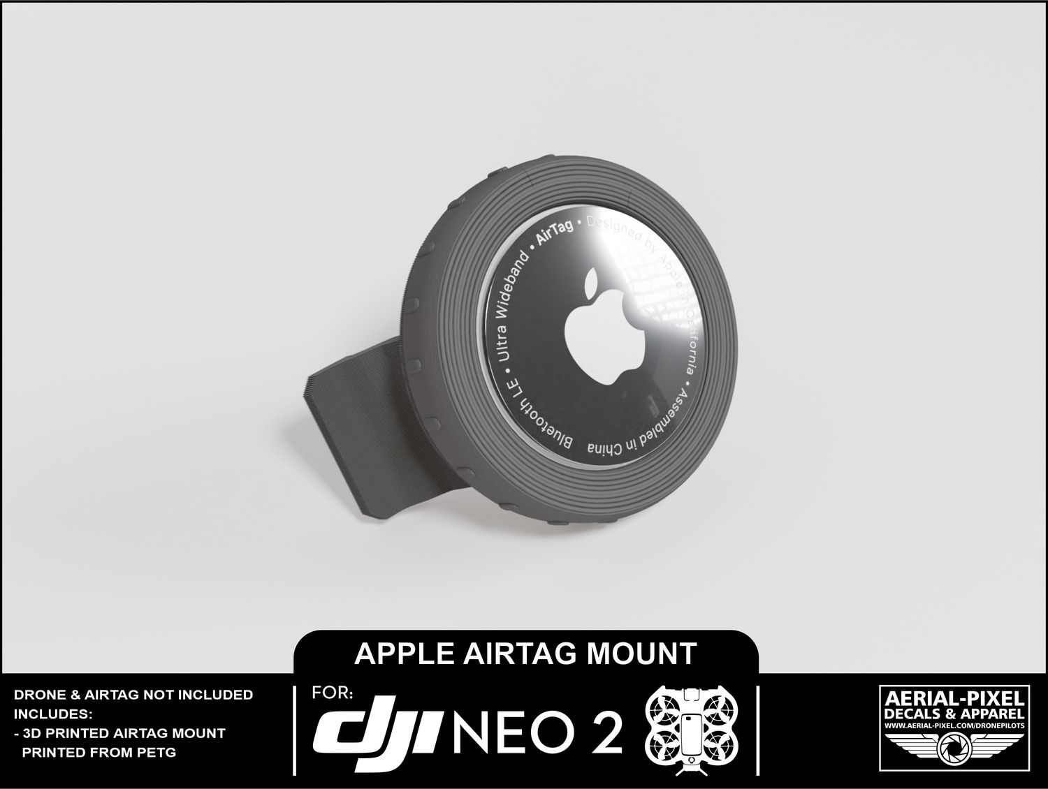 Aerial-Pixel DJI Neo 2 AirTag Holder – PETG Construction, Snap-On
