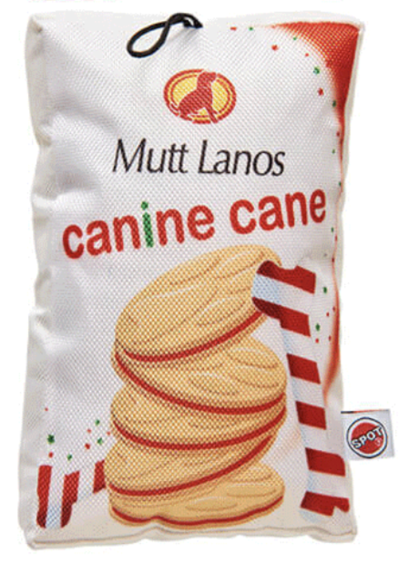 Mutt Lanos Canine Cane Holiday Fun Food Snack Dog Toy, 8&quot; tall