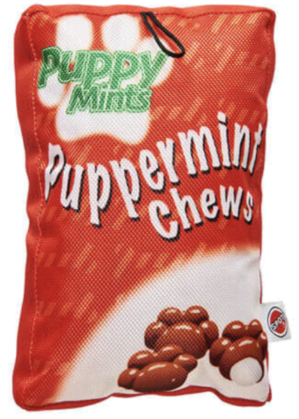 Puppermint Chews Holiday Fun Food Snack Dog Toy, 8&quot; tall