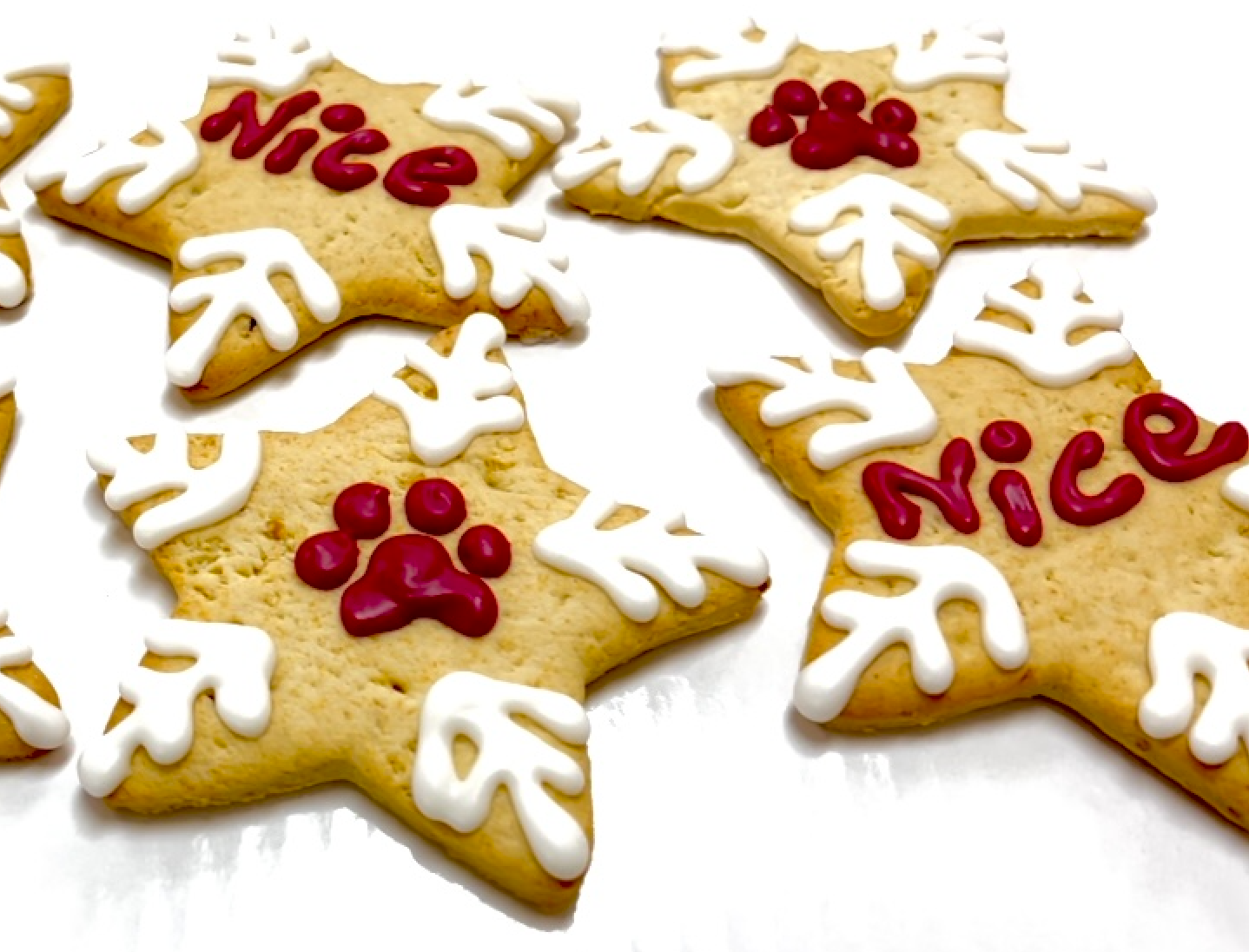 Festive Paw Snowflakes, 6 pieces