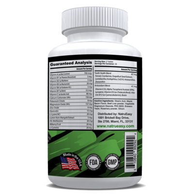 Tooth Health for Dogs and Cats 60 chewable bacon flavored tablets