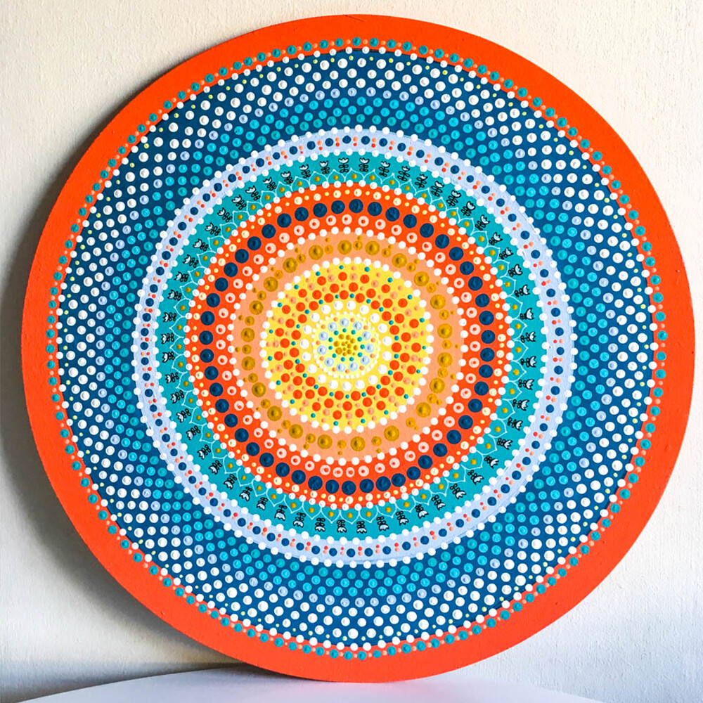 Mandala wall art. Original hand painted 15″ gifts for him unique
