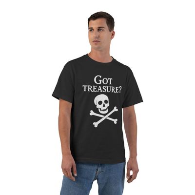Pirate-Themed T-Shirt with Skull Graphic, Fun Treasure Hunting Apparel  Treasure Island Edition