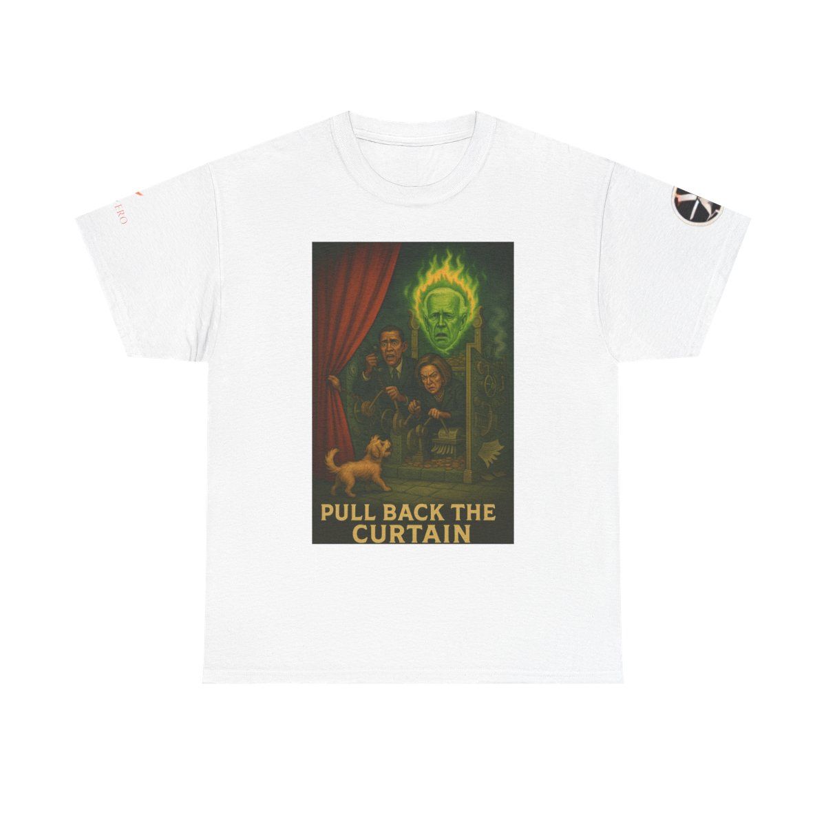 Playful Graphic Tee - Pull Back The Curtain, Unisex Cotton Shirt, Perfect for Casual Wear, Gift for Halloween, Movie Lovers, Fun Art Tee Playful Graphic Tee - Pull Back The Curtain, Unisex Cotton Shirt, Perfect for Casual Wear, Gift for Halloween, Movie Lovers, Fun Art Tee, Colors: White, Sizes: S