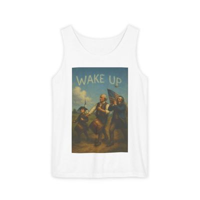 Wake Up Tank Top, Unisex Garment-Dyed Tank, Motivational Apparel, Summer Fashion, Relaxed Fit Sleeveless Tee