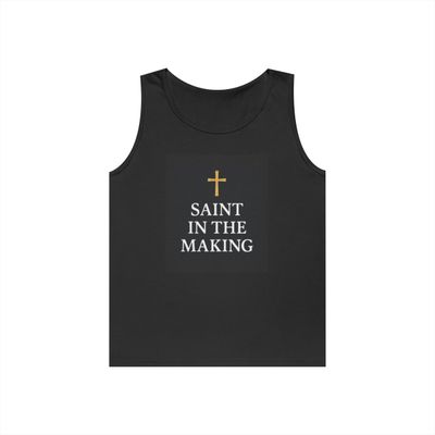 Faith-Inspired Unisex Heavy Cotton Tank Top, Saint in the Making Shirt, Christian Apparel, Inspirational Fashion, Gift for Believers