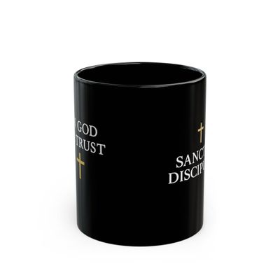 Faith-Inspired Black Mug - 'God Trusts' & 'Sanctus Discipulus' - Perfect Gift for Spiritual Enthusiasts, Coffee Lovers, Church Events, [...]