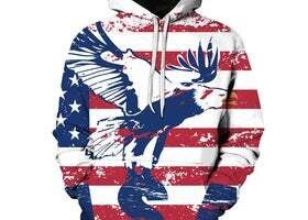 Hoodie with American Eagle printed on American flag