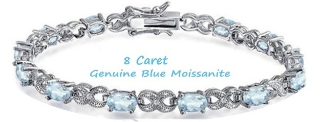 Genuine Blue Moissanite Accent Infinity Tennis Bracelets