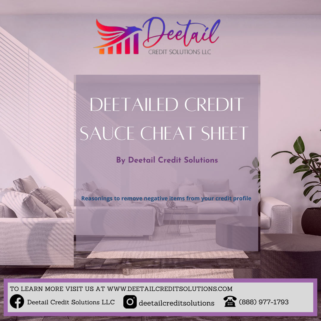 Deetailed Credit Sauce Cheat Sheet Deetailed Credit Sauce Cheat Sheet