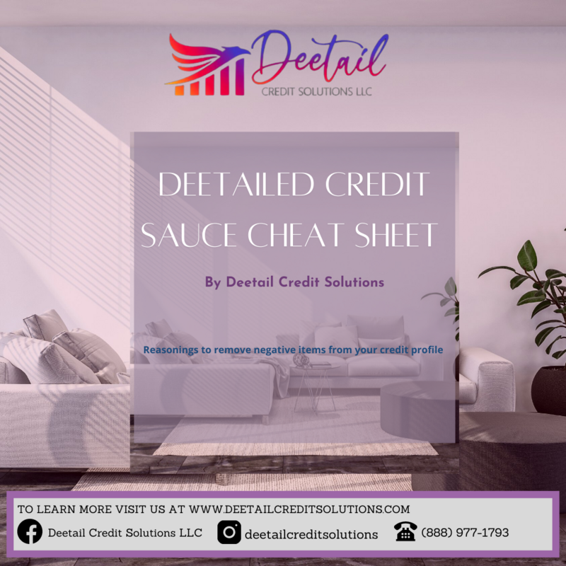 Deetailed Credit Sauce Cheat Sheet Deetailed Credit Sauce Cheat Sheet