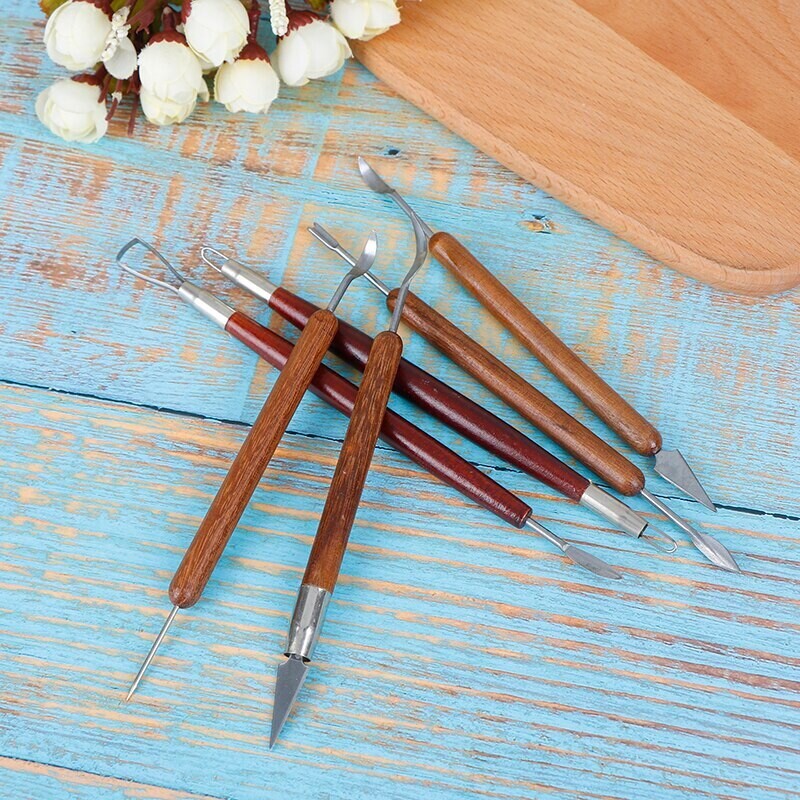 6pcs Clay Sculpting Set Pottery Tools Stainless Steel Polymer Modeling Carving Tool