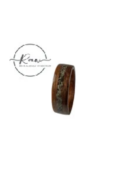 Black Walnut and Jade bent wood ring