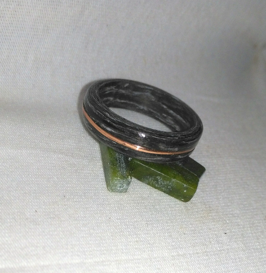 Gray Striped Ebony and Copper Bentwood Ring