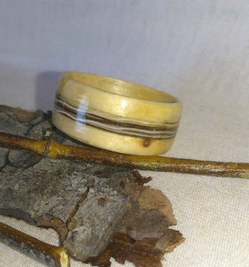 Moose Hair and White Spruce Alaskan Bentwood Ring
