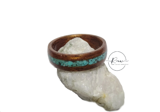 Turquoise and Sapele Bentwood Ring