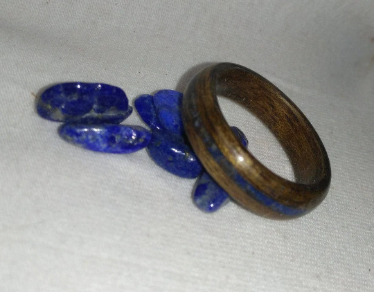 Walnut and Lapis Lazuli Bentwood Ring