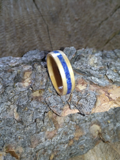 Lapis Lazuli and Oak Bentwood Ring