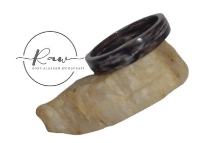 Gray Striped Ebony Bentwood Ring