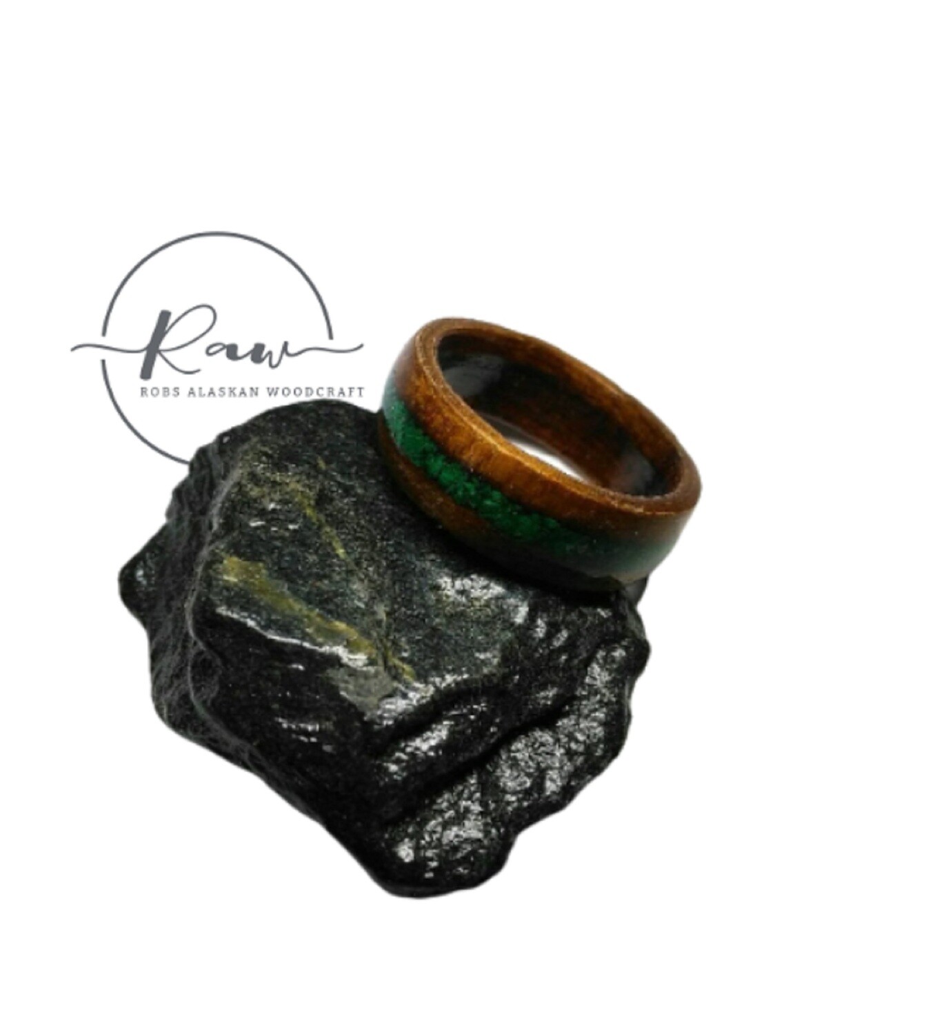 Hickory and Malachite Bentwood Ring