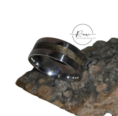 Eucalyptus and Stainless Steel bent wood ring