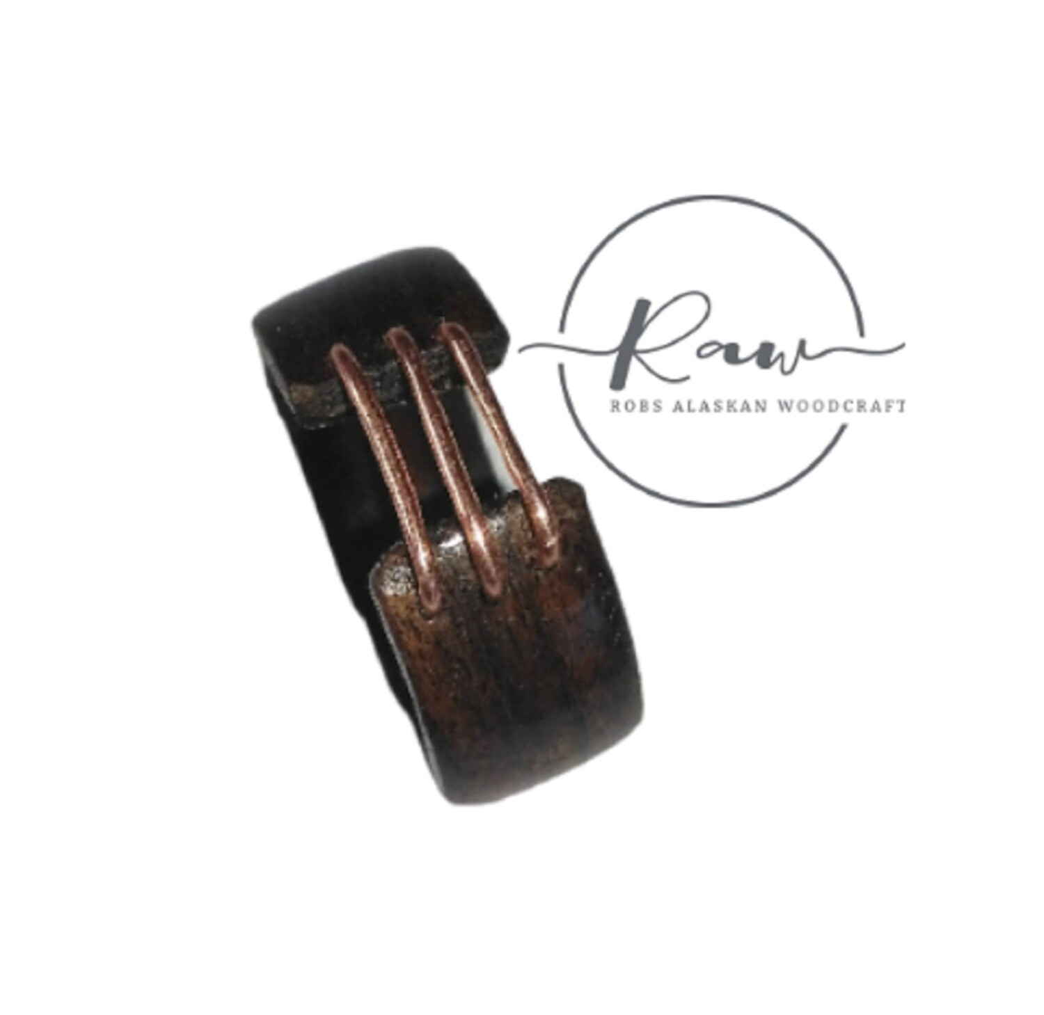 Rosewood and Copper Bar Bentwood Ring