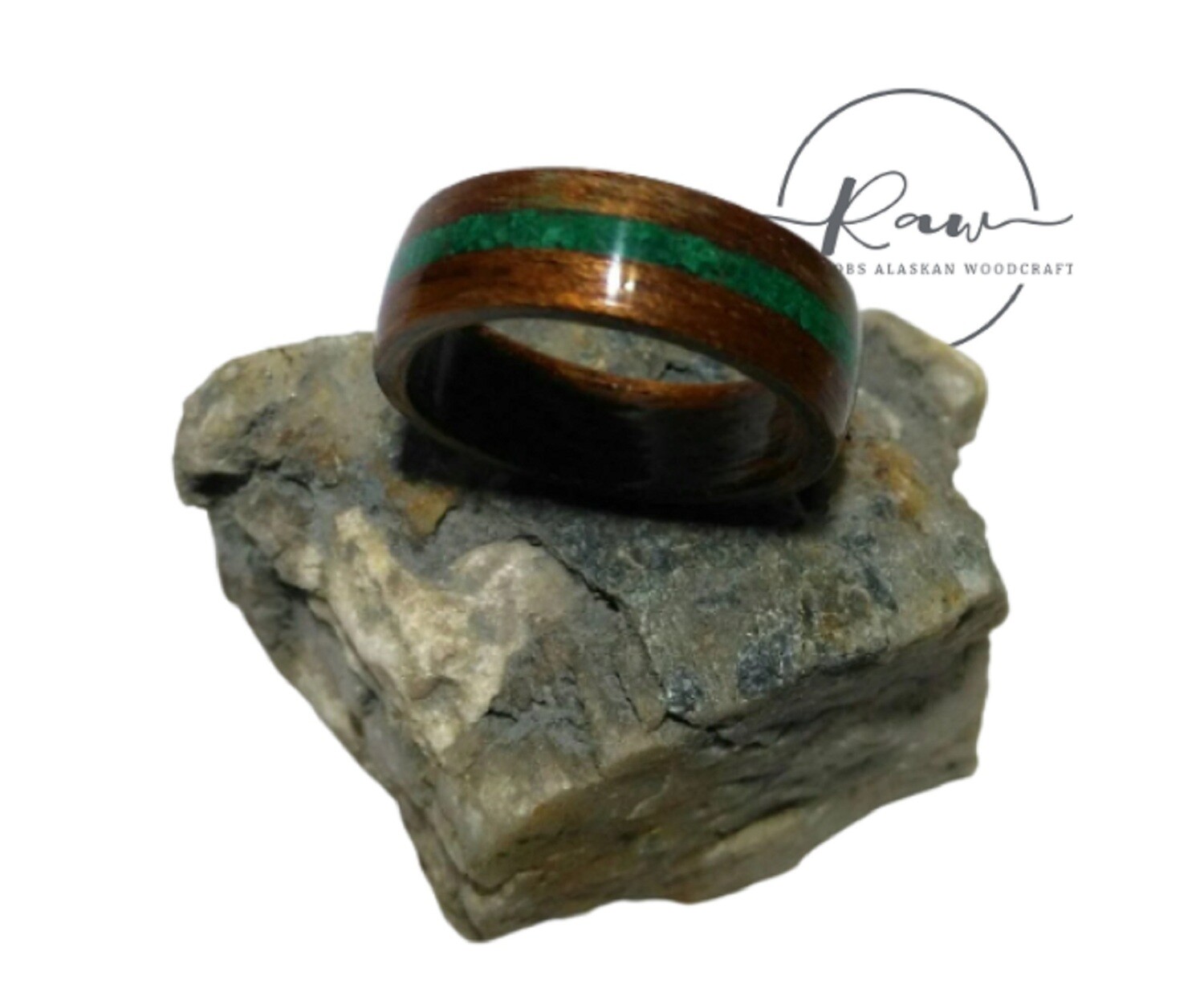 Rosewood and malachite Bentwood Ring