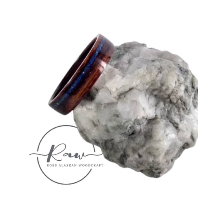 Rosewood and Blue Lapis Lazuli Bentwood Ring