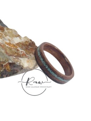 Turquoise and Rosewood Bentwood Ring