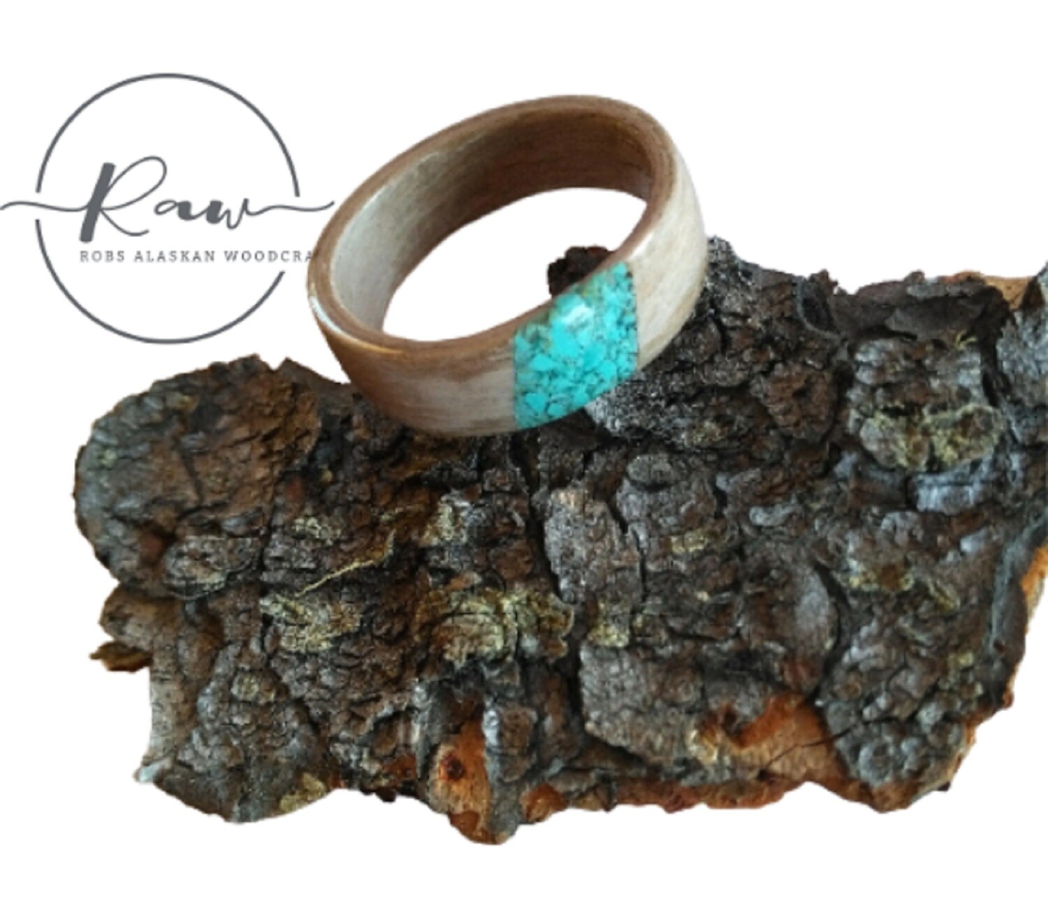 Turquoise and Sapele Bentwood Ring