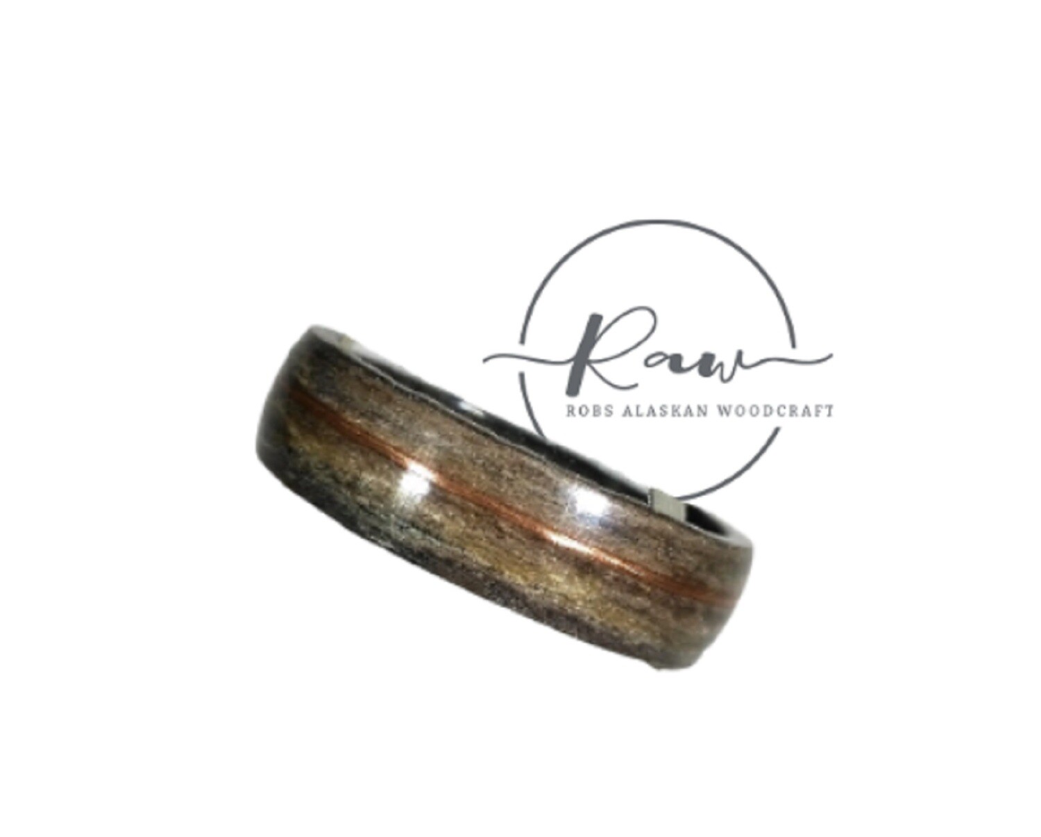 Gray Oak and Copper Bentwood Ring