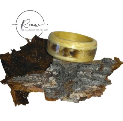 Caribou hoof and Spruce Bentwood Ring