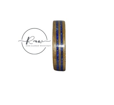 Oak and Lapis Lazuli double inlay Bentwood Ring