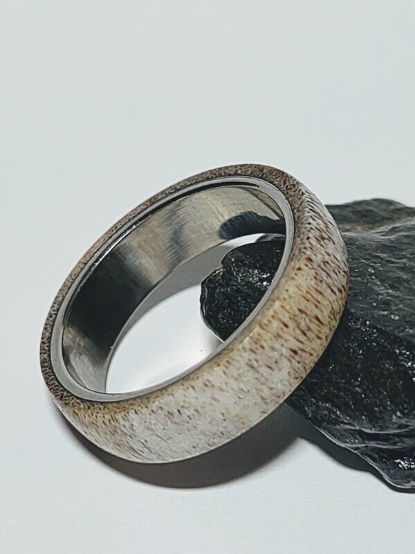 Alaskan Caribou Antler Titanium Ring